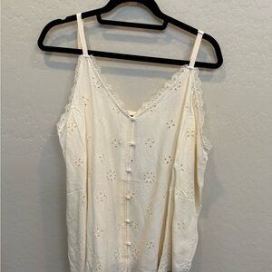 Cream eyelit tank